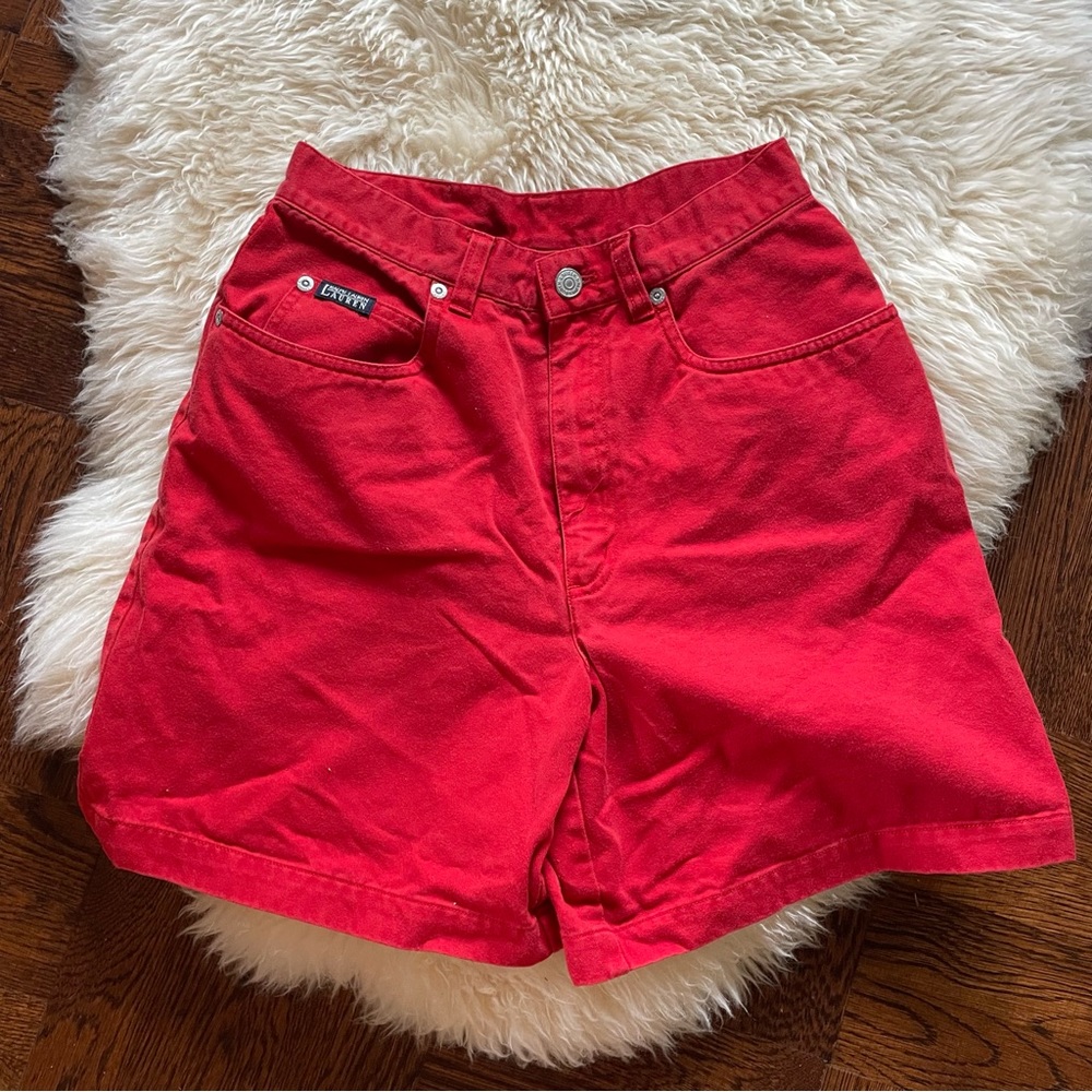 90s 2000s tomato red shorts high rise wedgie fit